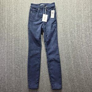 Good American Pants Womens 00 Navy Good Legs Crop Suede Skinny High Rise Jeans